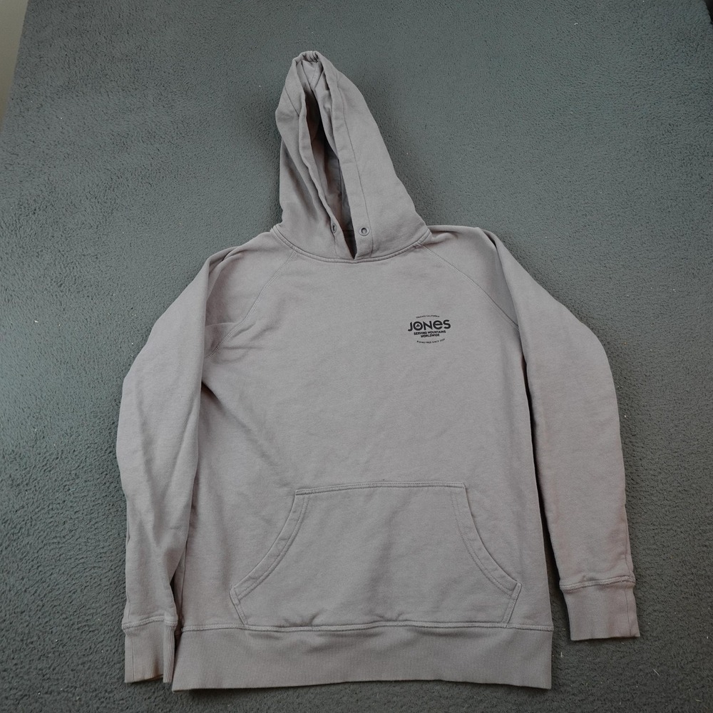 Jones Hoodie Mens Medium Gray Snowboarding Cotton Pullover Mountain Fleece